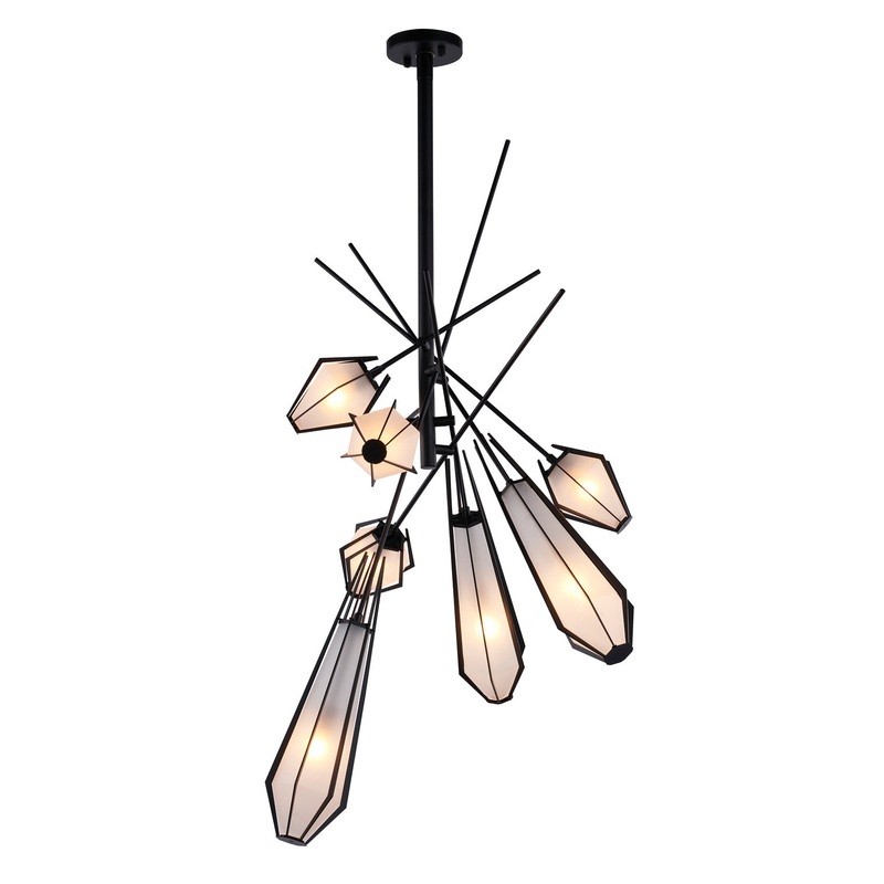 Seven Light Chandelier in Black