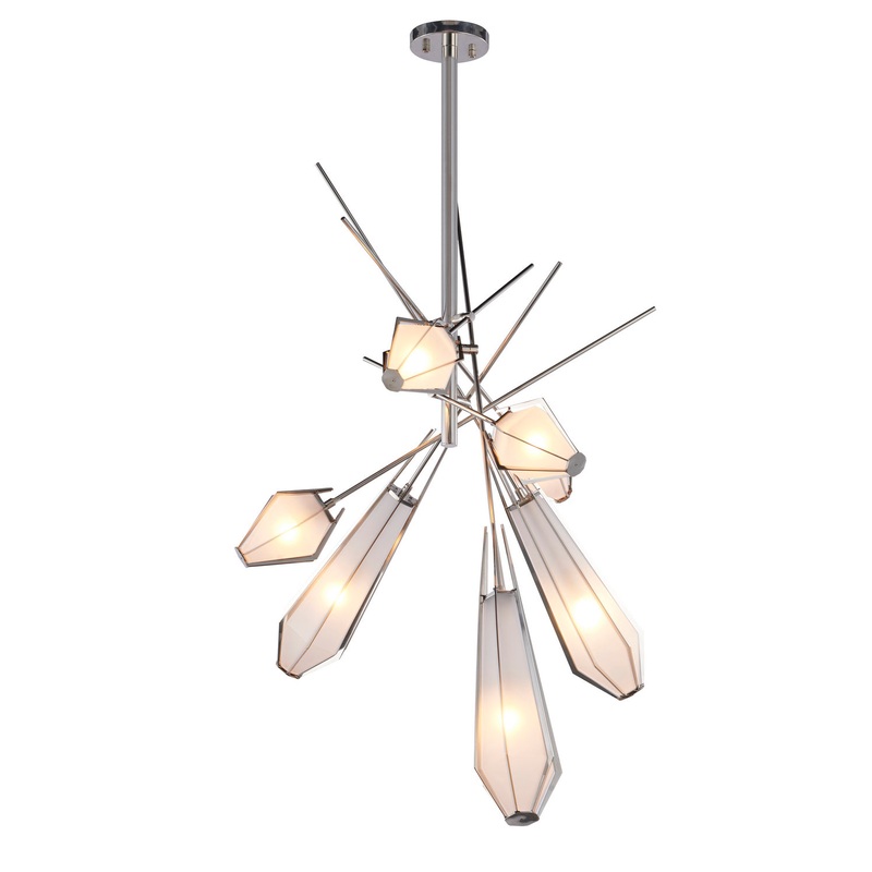 Seven Light Chandelier in Polished Nickel