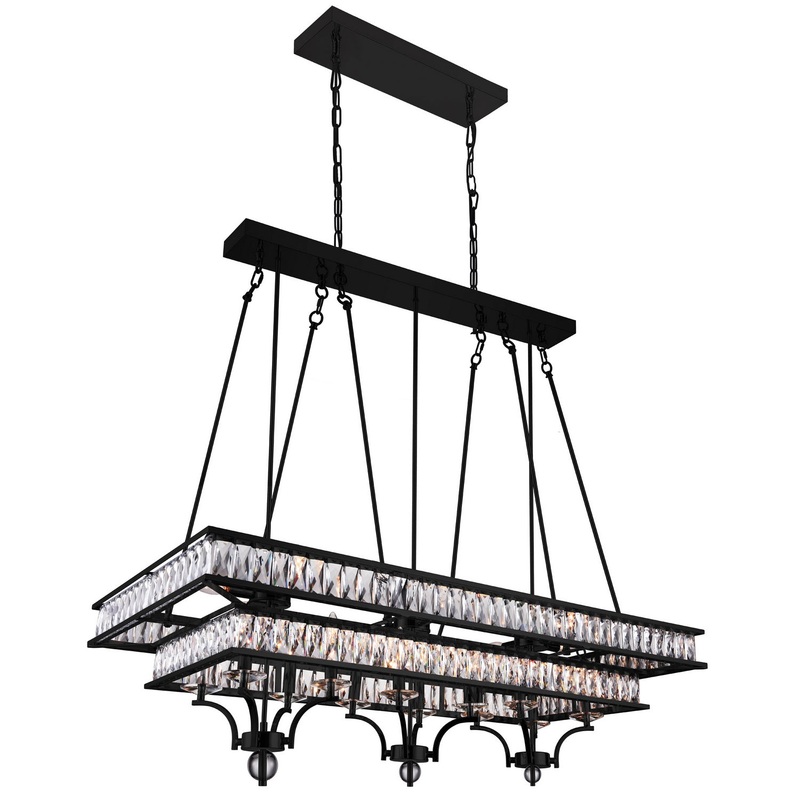 Shalia 20 Light Island Chandelier in Black