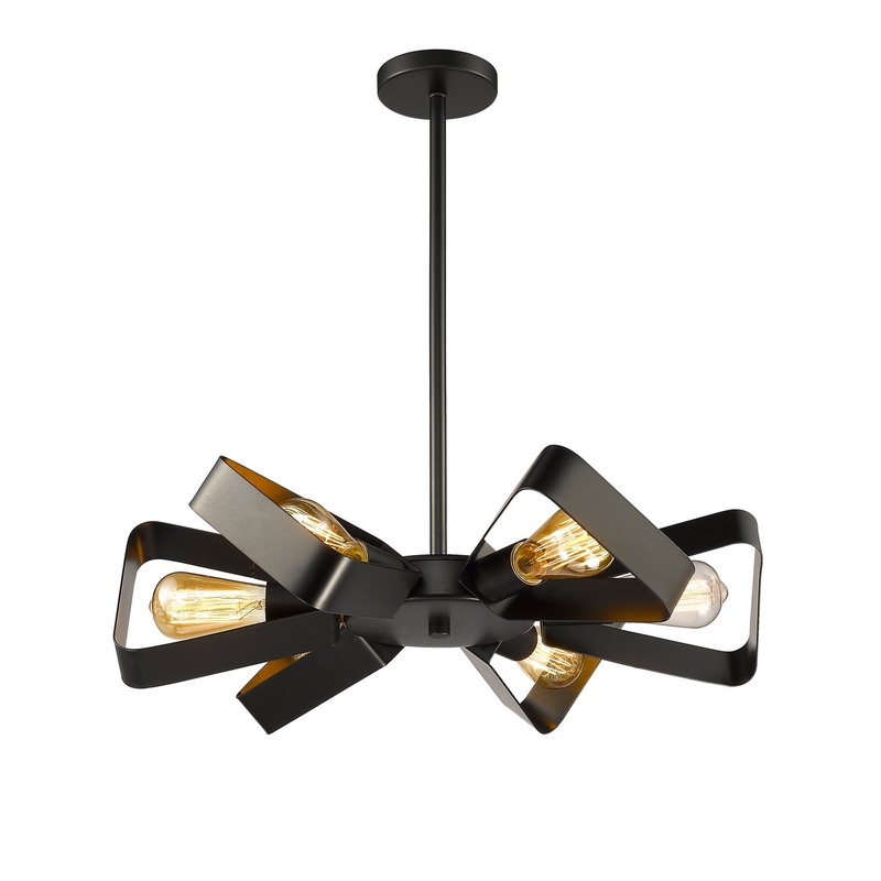 Six Light Chandelier in Black