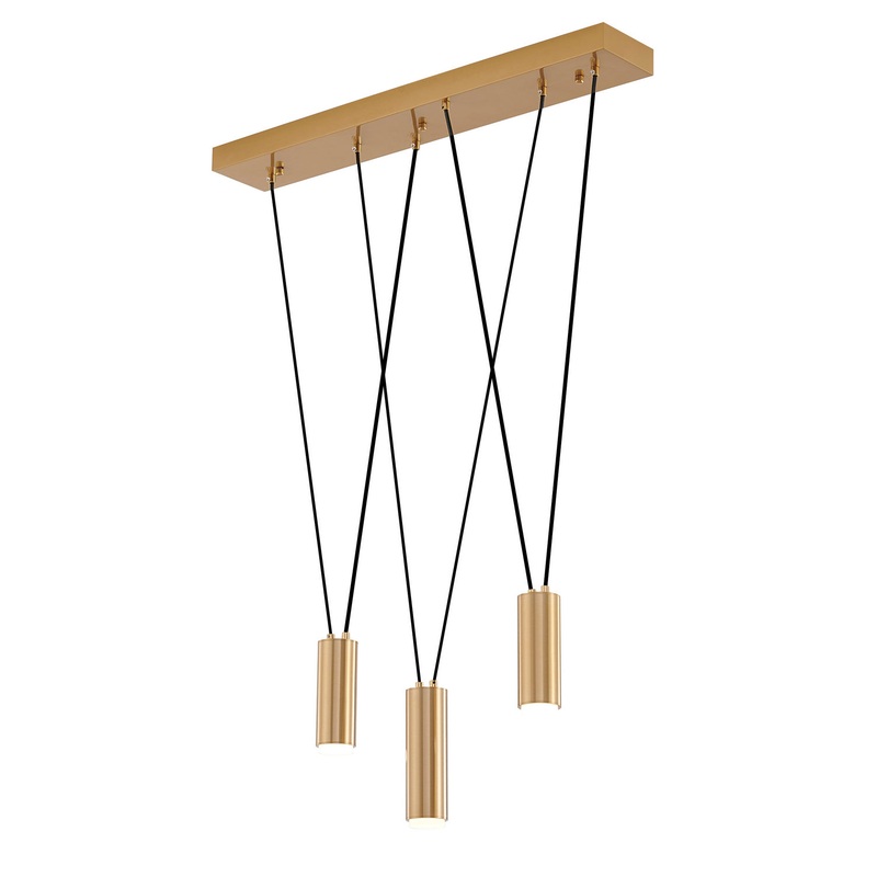 Three Light Island Pendant in Brass