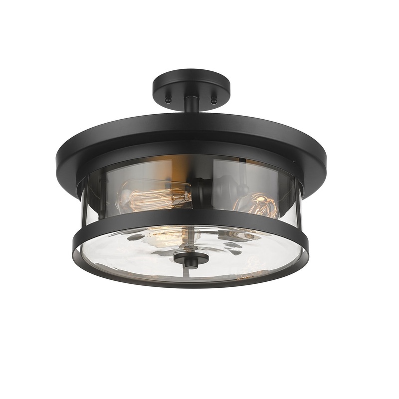 Three Light Semi Flush Mount in Black