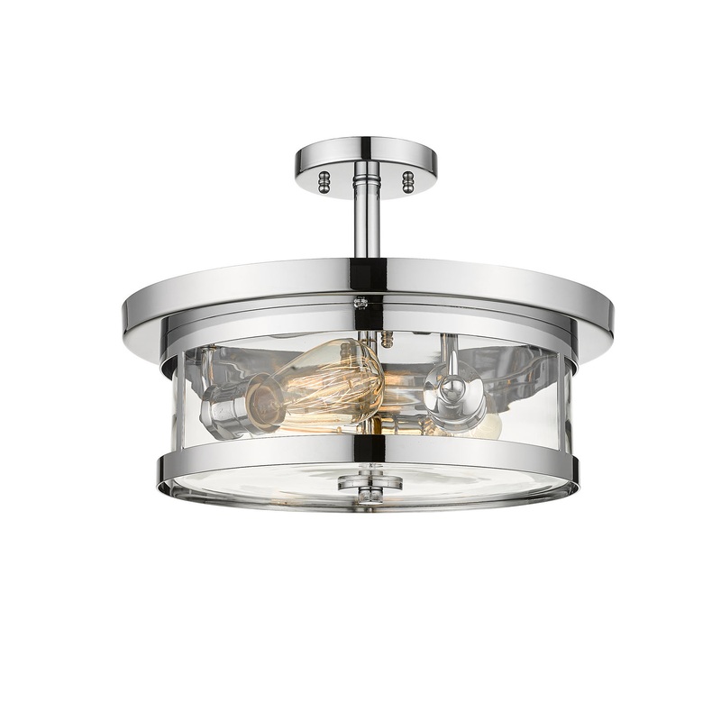 Three Light Semi Flush Mount in Chrome