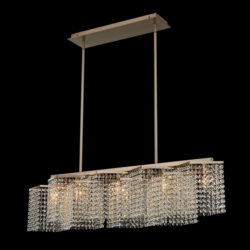 Cometa Five Light Island Pendant in Brushed Champagne Gold