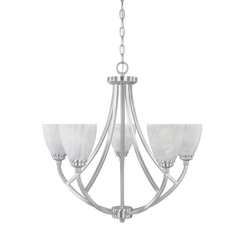 Tackwood Five Light Chandelier in Satin Platinum