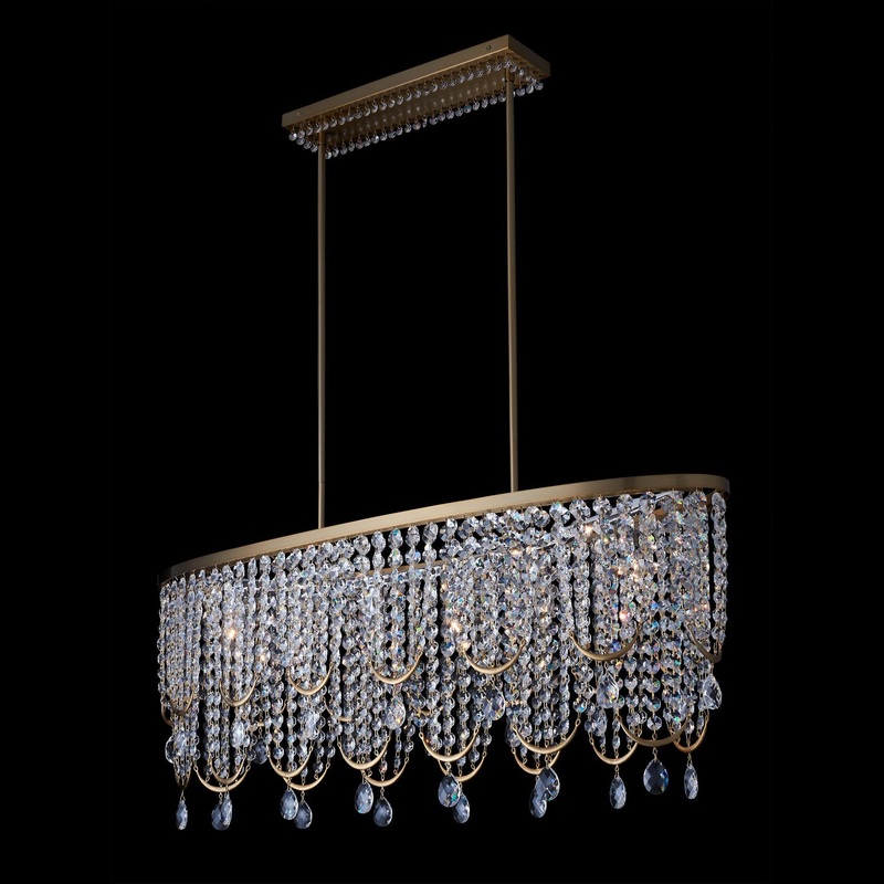 Vezzo Six Light Island Pendant in Winter Brass
