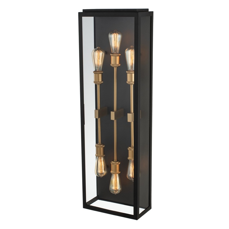 Ashland Six Light Wall Sconce in Matte Black w Sanded Gold