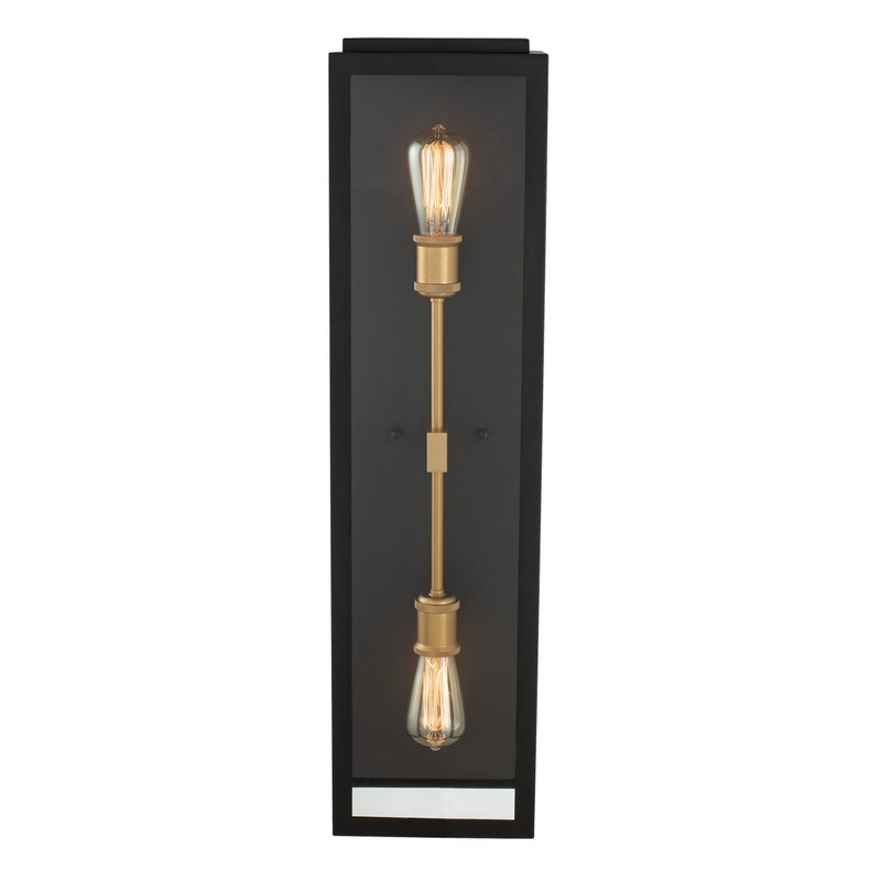 Ashland Two Light Wall Sconce in Matte Black w Sanded Gold