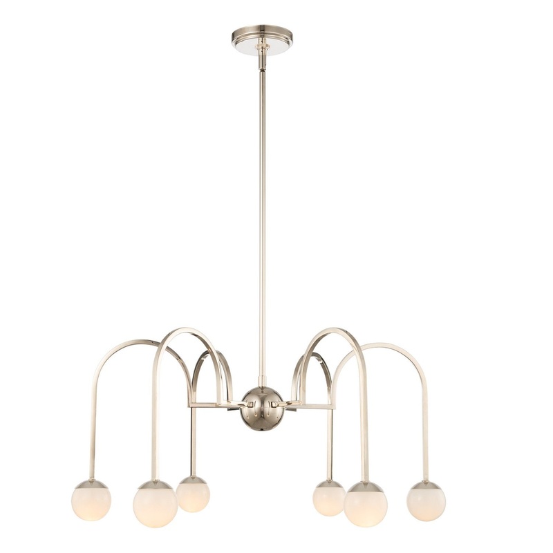 Bistro Six Light Chandelier in Polished Nickel