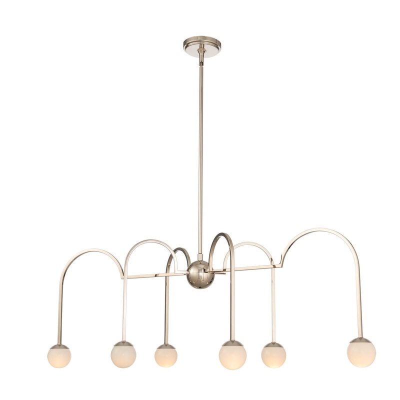 Bistro Six Light Island Pendant in Polished Nickel