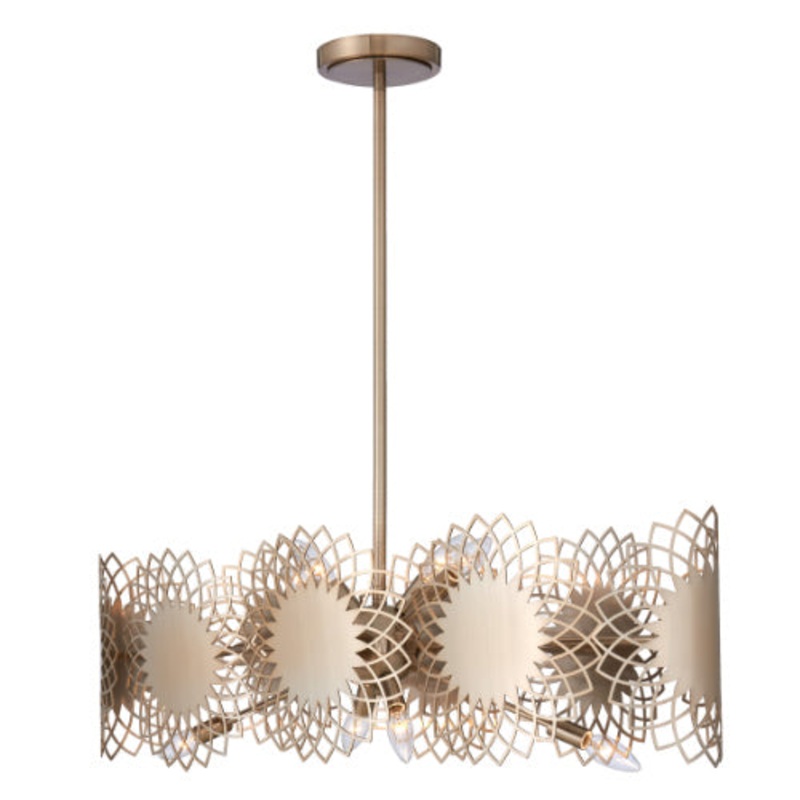 Helia Eight Light Island Pendant in Brushed Champagne Gold