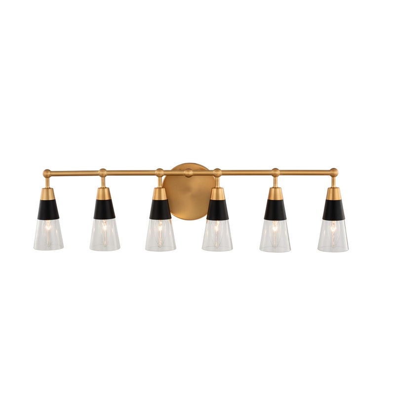 Ponti Six Light Bath in Matte Black w New Brass