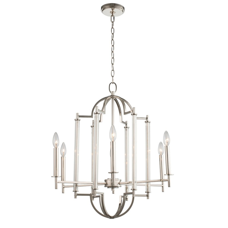 Provence Six Light Chandelier in Polished Nickel