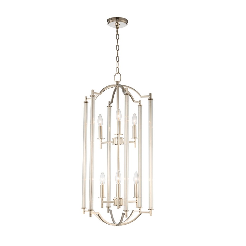 Provence Six Light Foyer Pendant in Polished Nickel