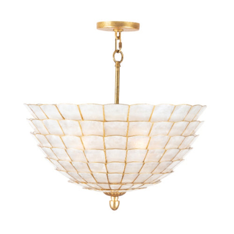 Samal Four Light Pendant in Oxidized Gold Leaf