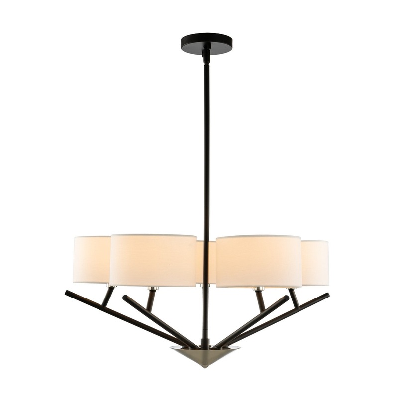Tahoe Five Light Chandelier in Matte Black w Polished Nickel