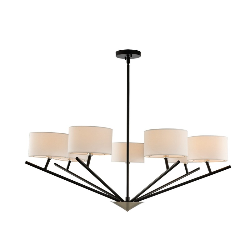 Tahoe Seven Light Chandelier in Matte Black w Polished Nickel