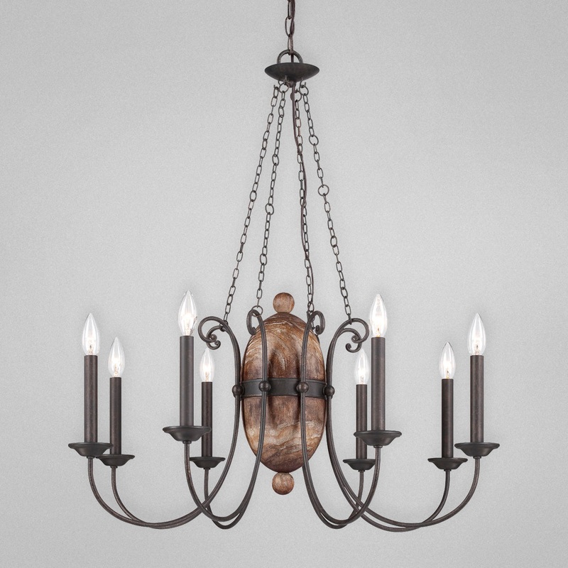 Albero Eight Light Chandelier in Forged Iron