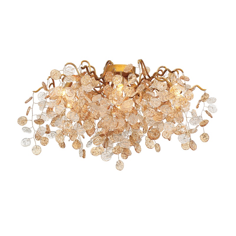 Campobasso Seven Light Flushmount in Antique Gold