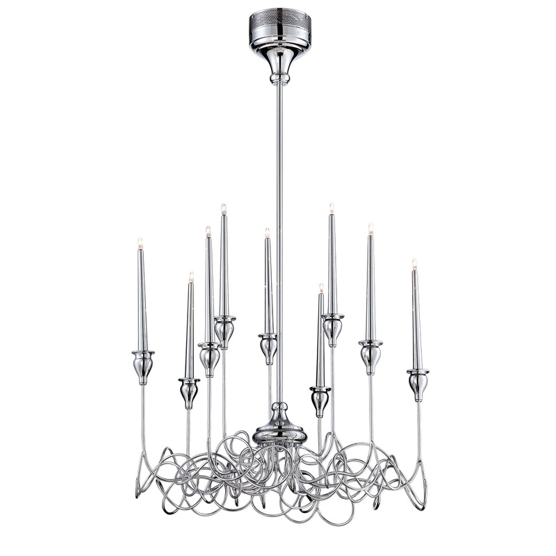 Candela Nine Light Chandelier in Chrome