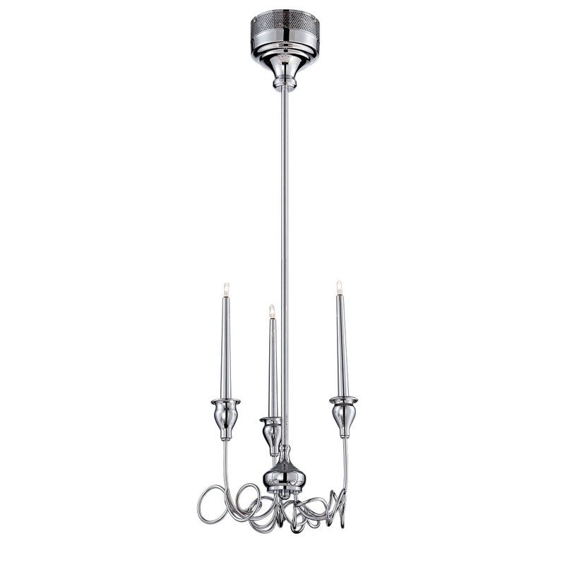 Candela Three Light Chandelier in Chrome