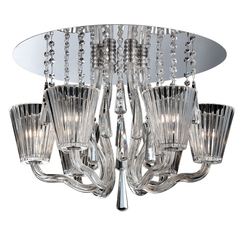 Corato Six Light Flushmount in Chrome