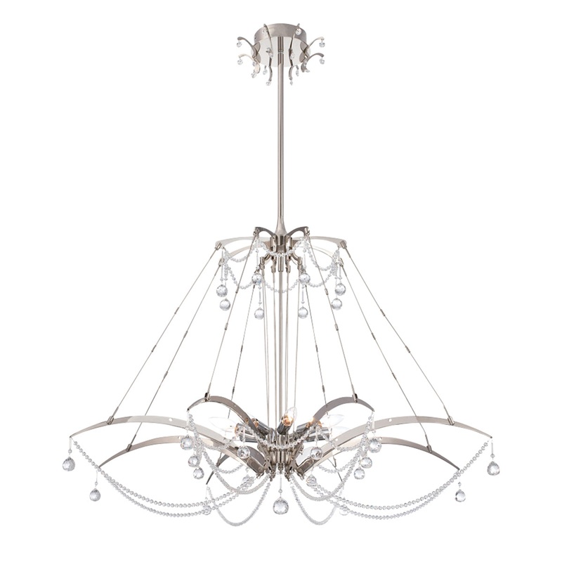 Gambari Eight Light Chandelier in Satin Nickel