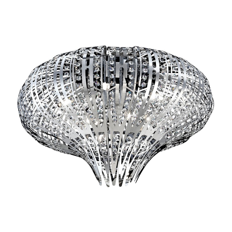 Monica Nine Light Flushmount in Chrome