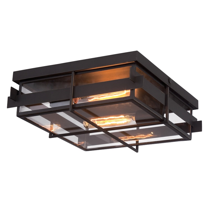 Muller Two Light Outdoor Flushmout in Bronze