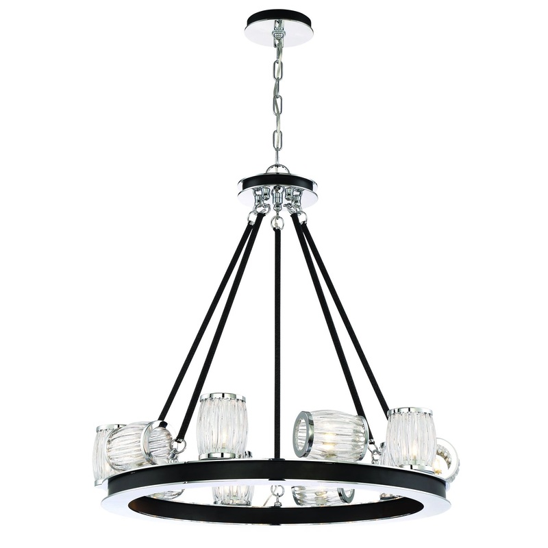 Barile Eight Light Chandelier in Chrome/Black