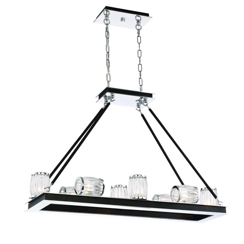 Barile Ten Light Chandelier in Chrome/Black