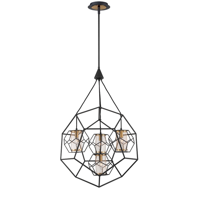 Bettino Four Light Chandelier in Black