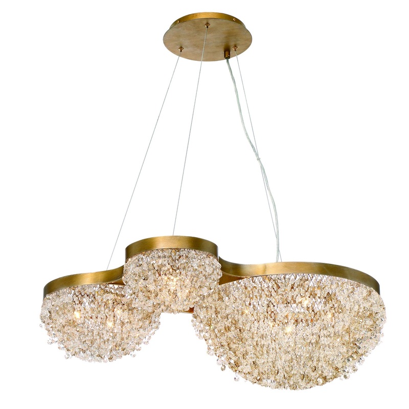 Mondo Ten Light Chandelier in Antique Gold