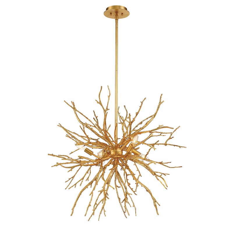 Aberdeen Six Light Chandelier in Gold Leaf