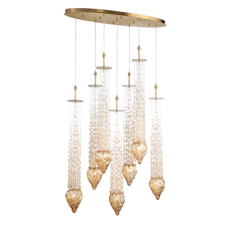 Cascata Seven Light Chandelier in Polished Gold