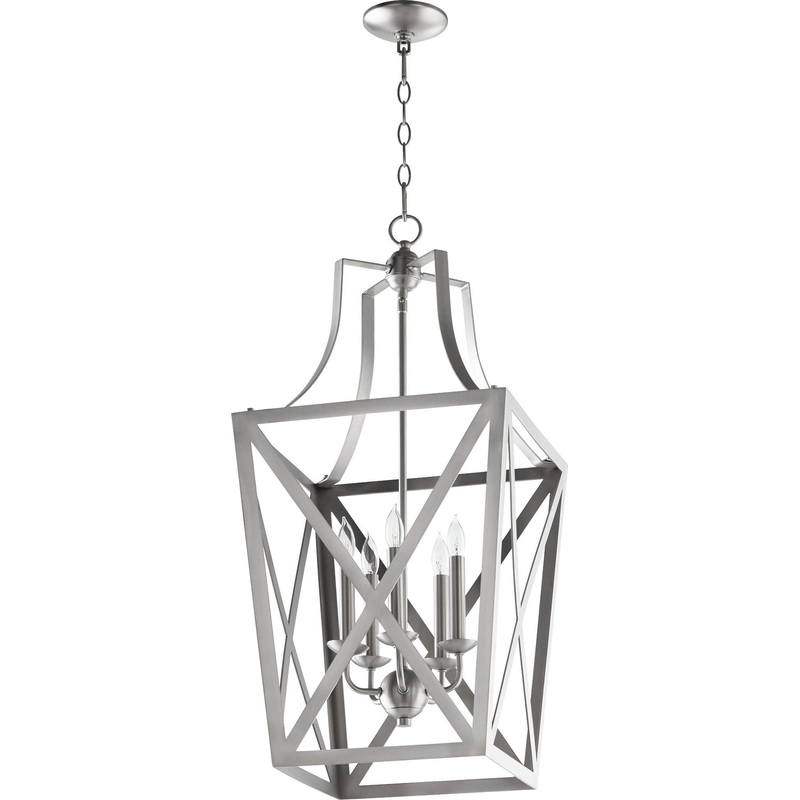 Five Light Entry Pendant in Satin Nickel