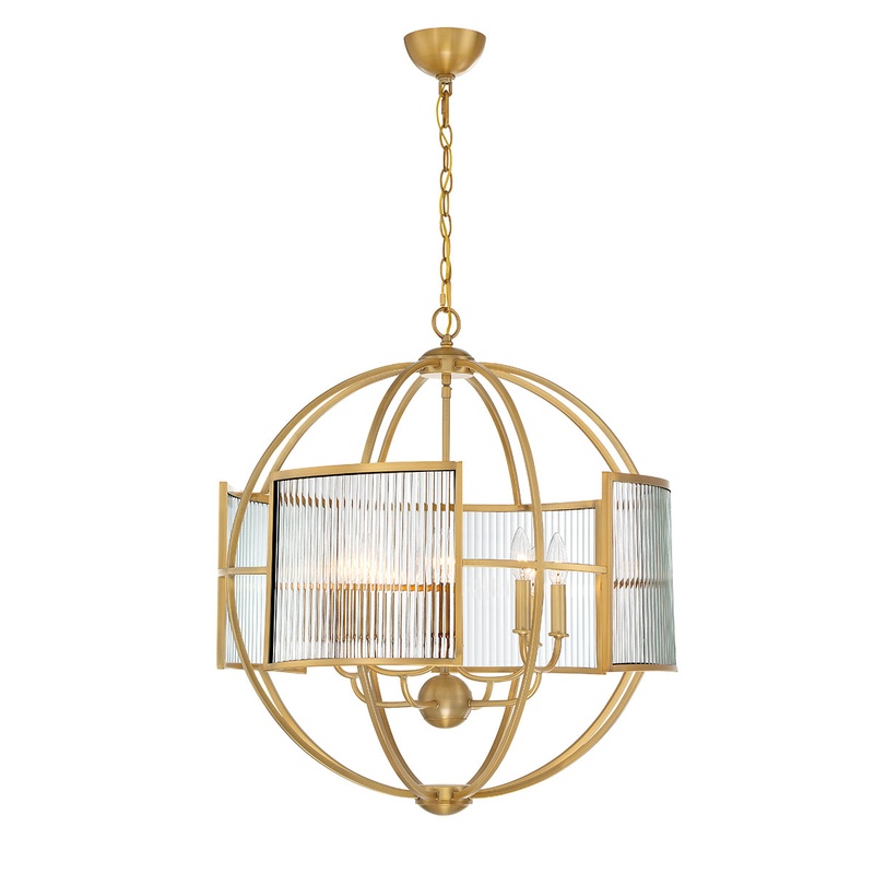Manilow Eight Light Chandelier in Brass