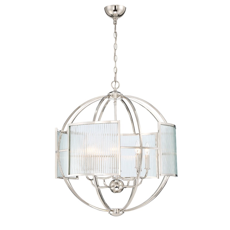 Manilow Eight Light Chandelier in Polished Nickel
