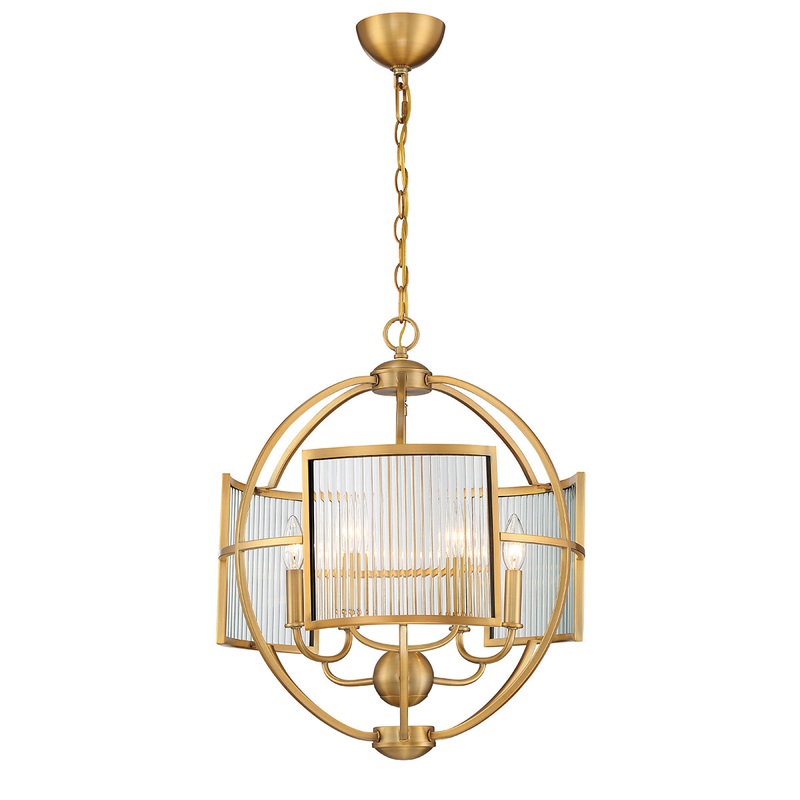Manilow Six Light Chandelier in Brass