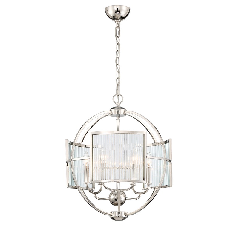 Manilow Six Light Chandelier in Polished Nickel
