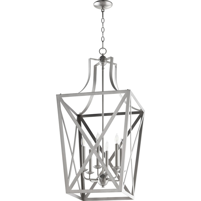 Six Light Entry Pendant in Satin Nickel