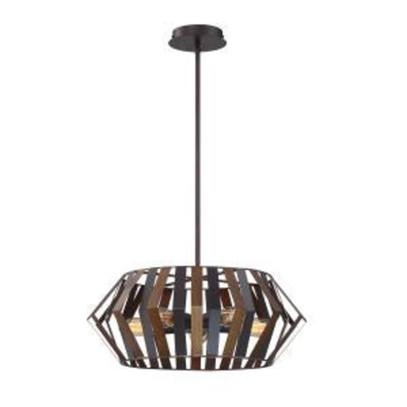 Bevelo Five Light Chandelier in Wood/Bronze