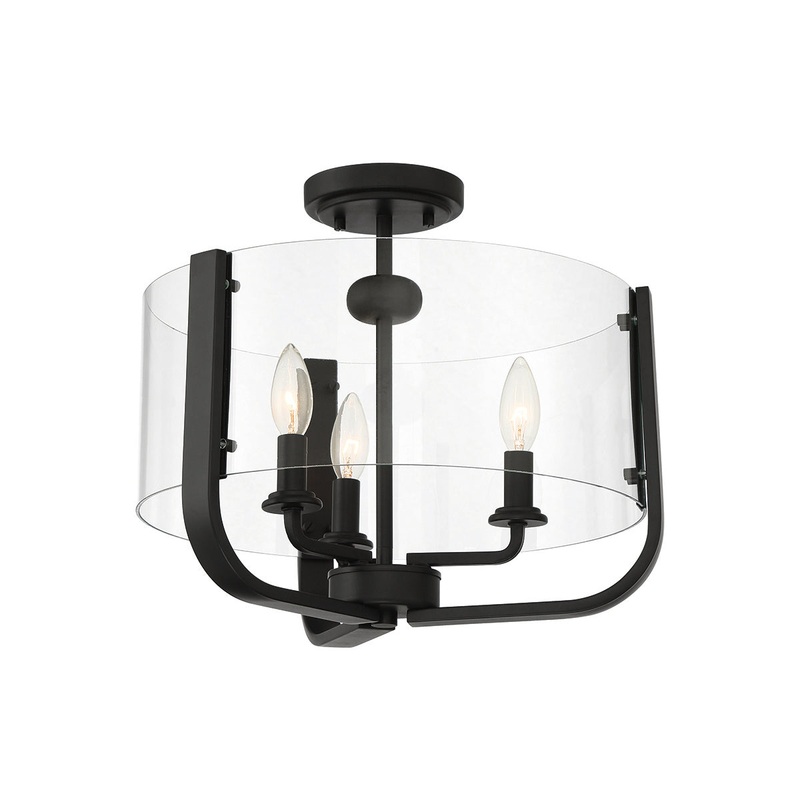 Campisi Three Light Semi Flush Mount in Black
