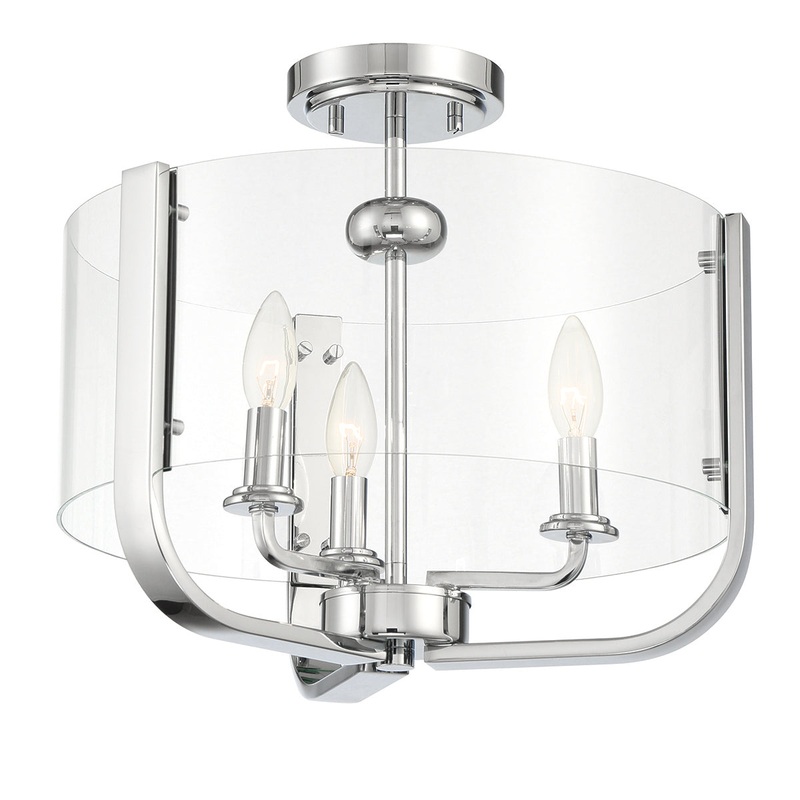 Campisi Three Light Semi Flush Mount in Chrome