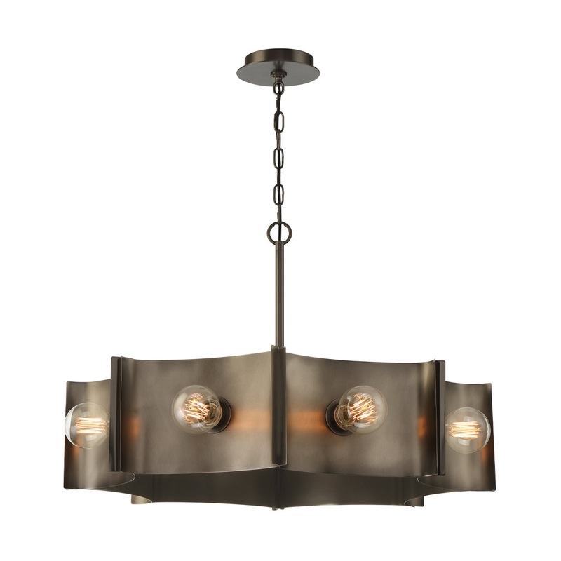 Metallo Eight Light Chandelier in Vintage Nickel