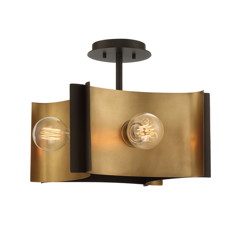 Metallo Four Light Semi Flush Mount in Bronze