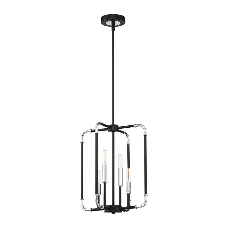 Percy Four Light Chandelier in Chrome/Black