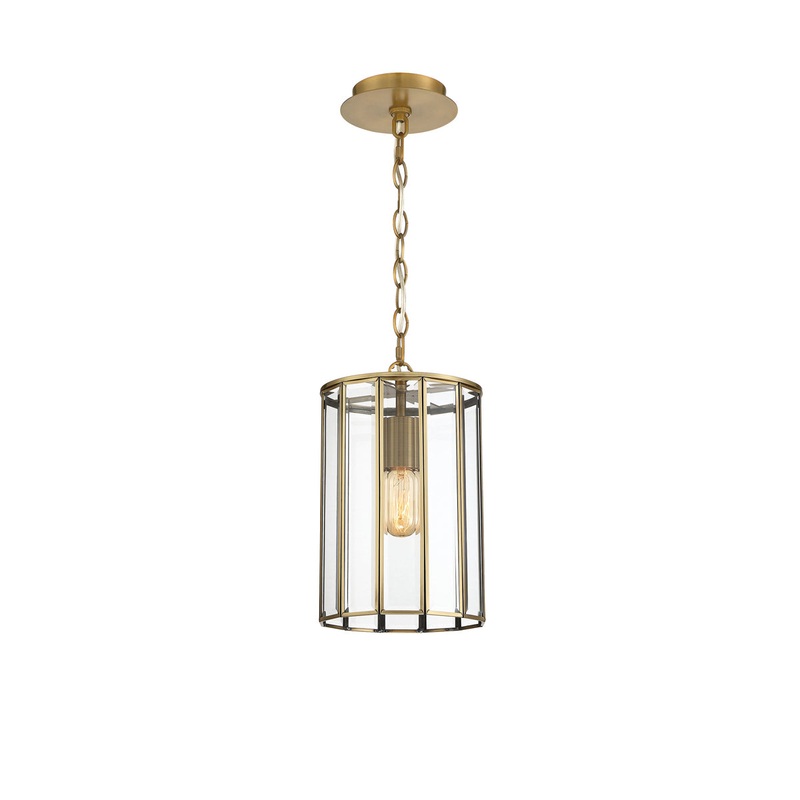 Saville One Light Pendant in Brass
