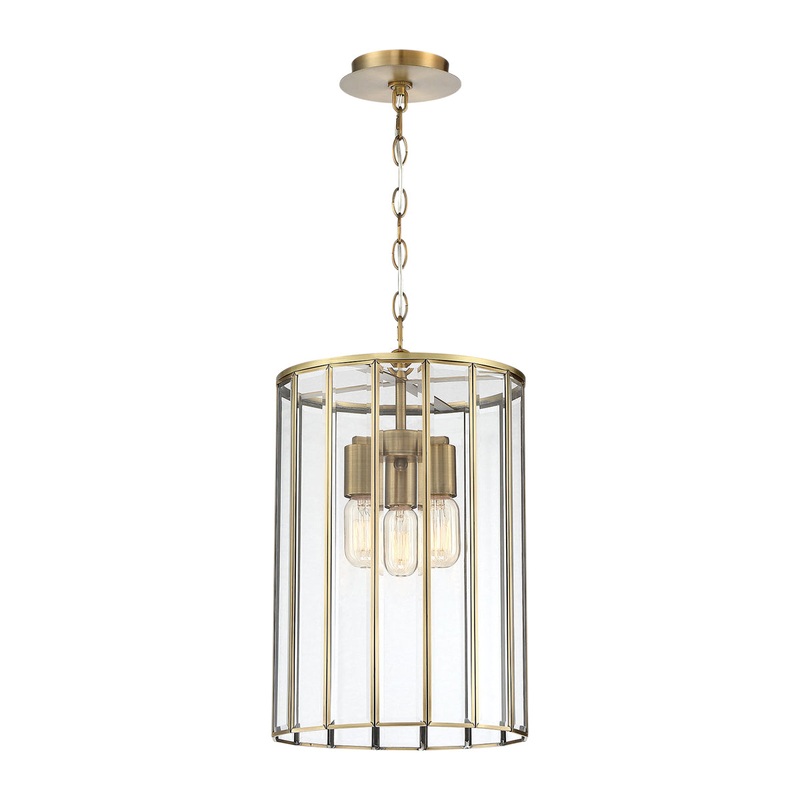 Saville Three Light Pendant in Brass