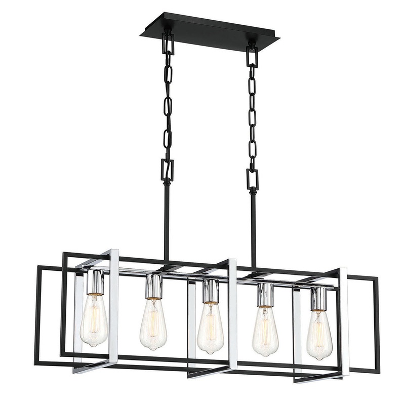 Stafford Five Light Chandelier in Chrome/Black